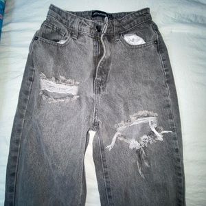 Gray side cut jeans